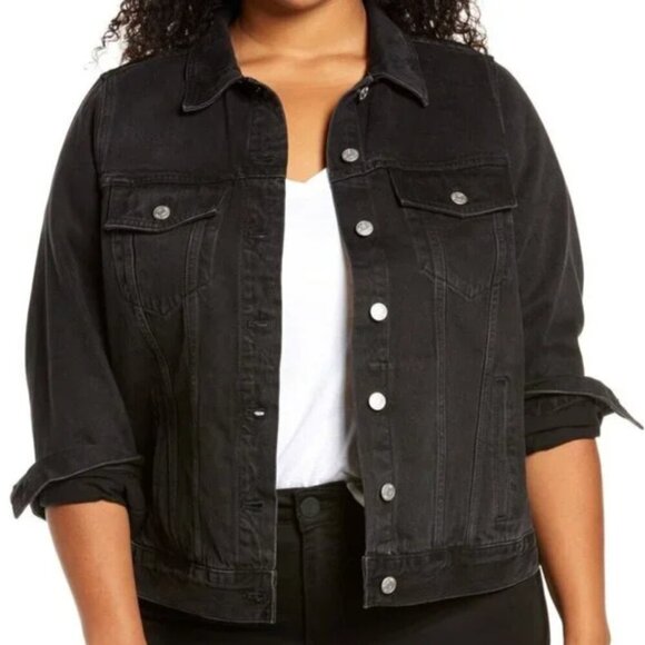 Madewell Denim Jacket 1X PLUS Womens Black Cotton Lunar Wash Jean Classic - Picture 6 of 6